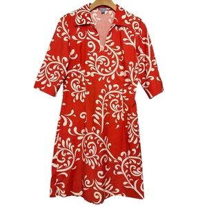 J. McLaughlin Vintage Women’s 6 Orange White Paisley Cotton Stretch Sheath Dress